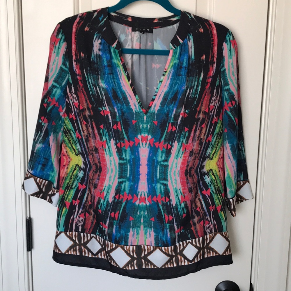 Glam Multicolor 3/4 Sleeve Blouse